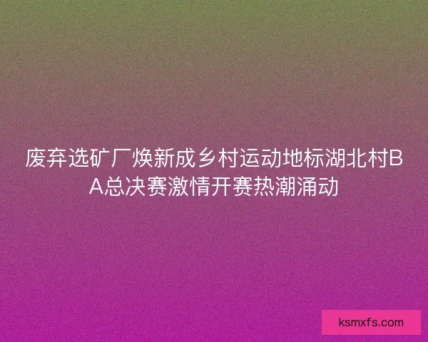 废弃选矿厂焕新成乡村运动地标湖北村BA总决赛激情开赛热潮涌动